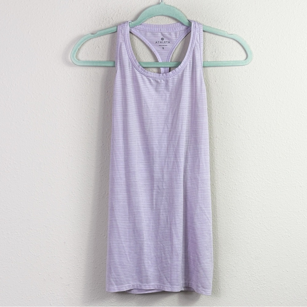 Athleta Racer Back Striped Lilac Tank Top size small
